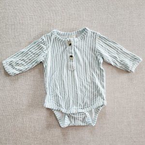 Kate Quinn Long Sleeve Bodysuit 0-3 Months Double Pinstripe Bamboo